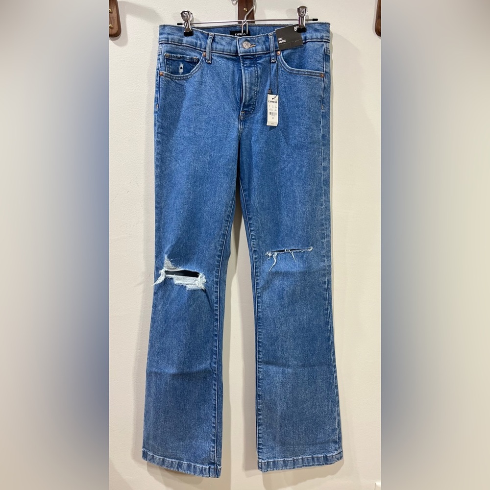 NWT Express Boot Mid Rise Distressed Denim Jeans Size 8R